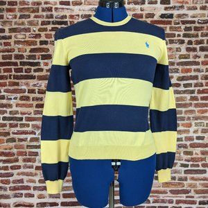 Yellow Striped Sweater Ralph Lauren Pima Cotton L